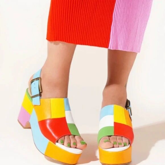 Charlotte Stone Shoes - Charlotte Stone x Aelfie Elena in Size 7 Rainbow Platform Sandal Open Toe